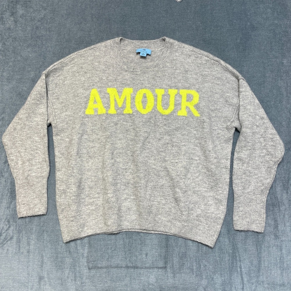 CeCe Amour Sweater Womens Medium Gray Long Sleeve Winter Casual Pullover